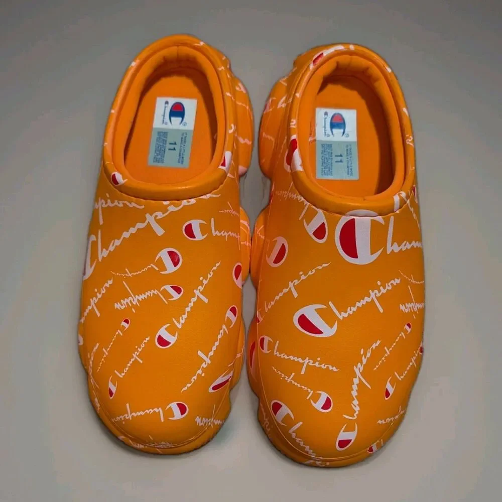 Champion Men’s Super Meloso Warped Clogs Orange Slip On Sandals Size 11